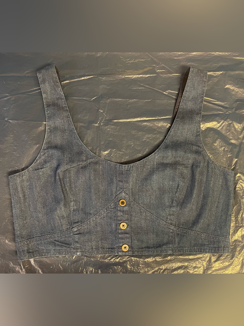 Banana Republic Denim Crop Top in Dark Blue with Button Front - Picture 1 of 11